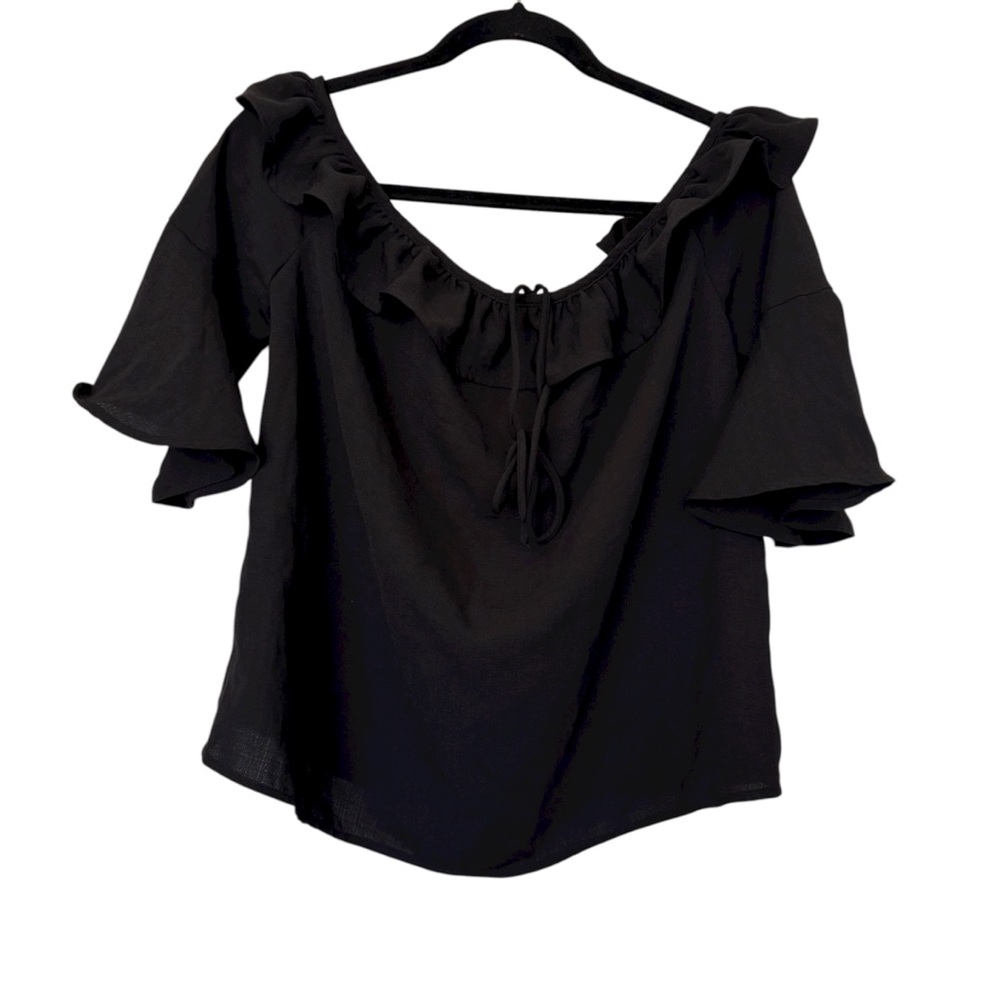 Jack By BB Dakota Boho‎ Peasant Blouse Black